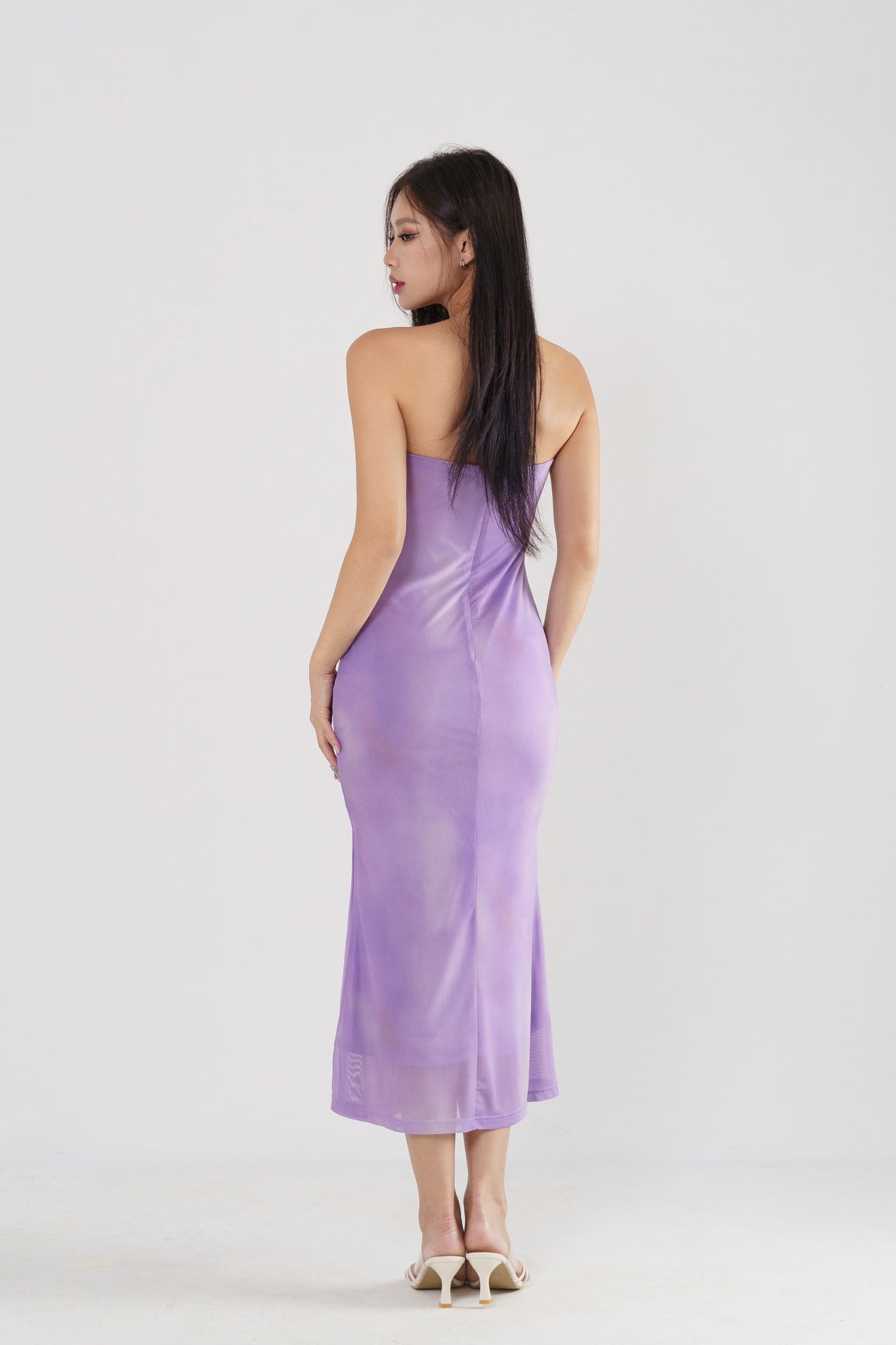 CALEIDA TIE-DYE MESH STRAPLESS MAXI DRESS(AMETHYST)