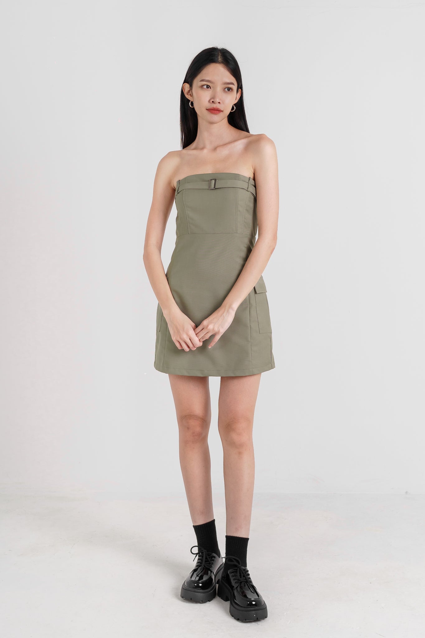 ELIO CARGO BELTED POCKET TUBE DRESS(DARK SAGE) VOSTELO ELIO CARGO BELTED POCKET TUBE DRESS(DARK SAGE) VOSTELO