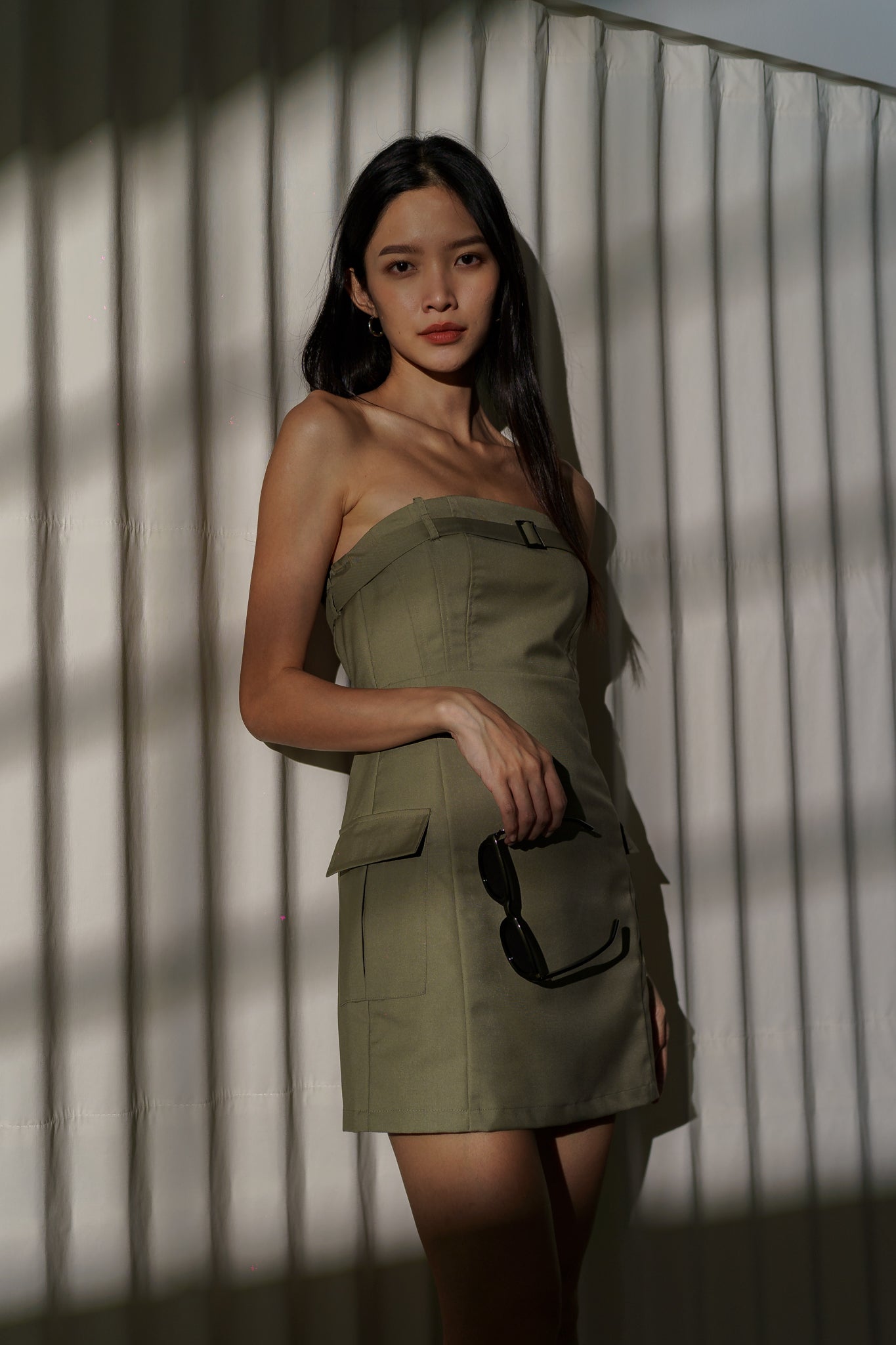 ELIO CARGO BELTED POCKET TUBE DRESS(DARK SAGE) VOSTELO ELIO CARGO BELTED POCKET TUBE DRESS(DARK SAGE) VOSTELO
