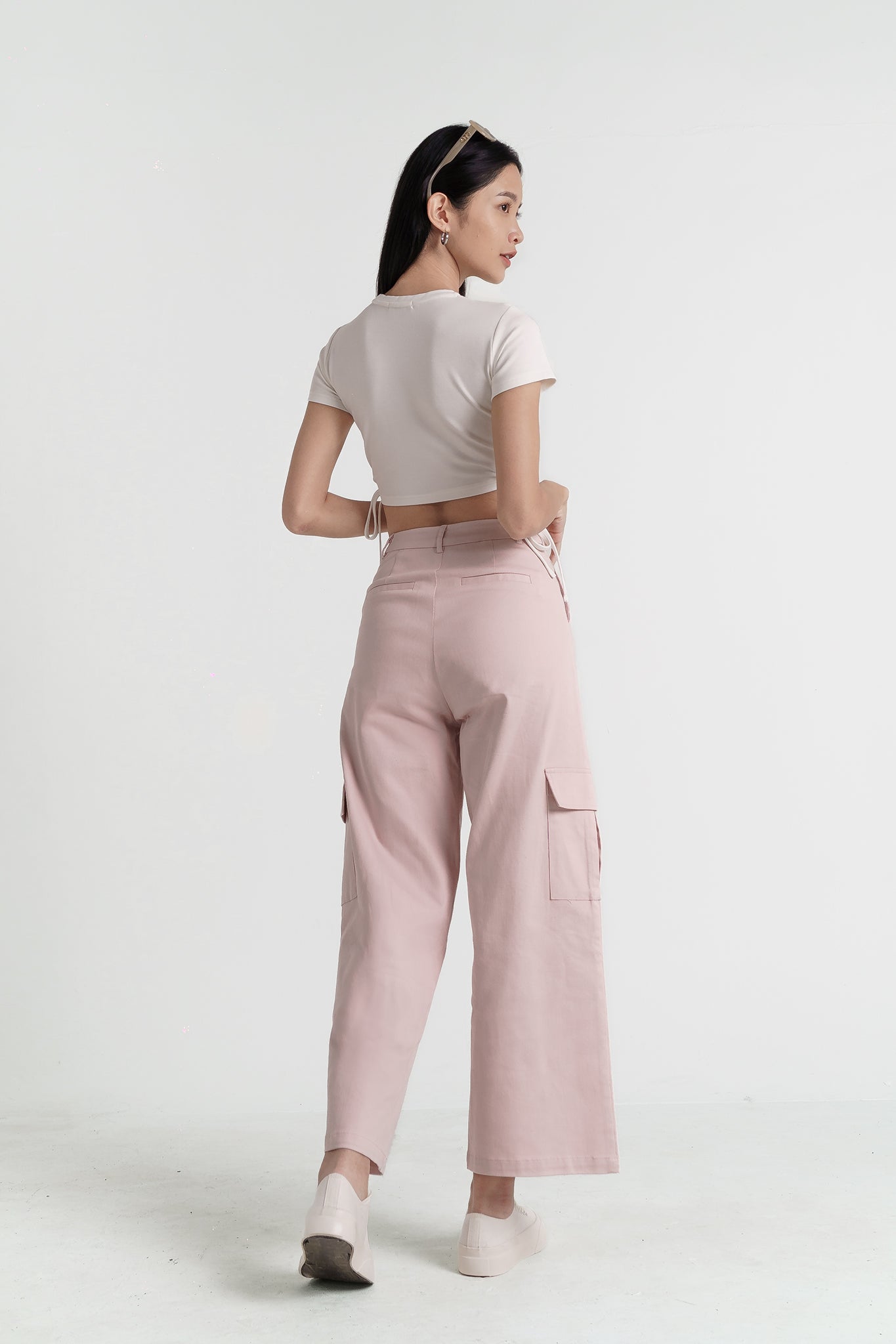 ZERA CARGO POCKET WIDE LEG PANTS(BABY PINK)