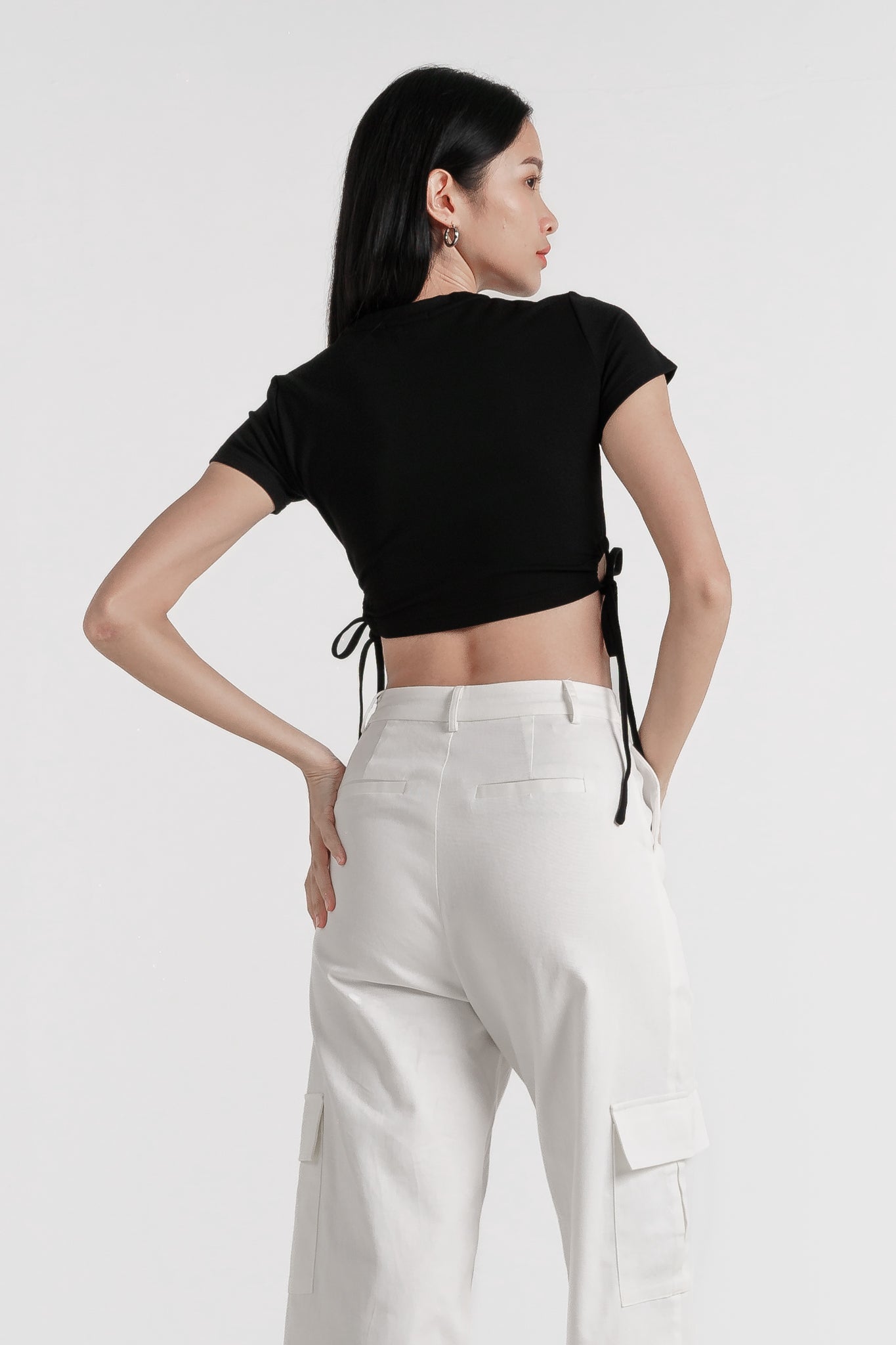 ZERA CARGO POCKET WIDE LEG PANTS(WHITE)