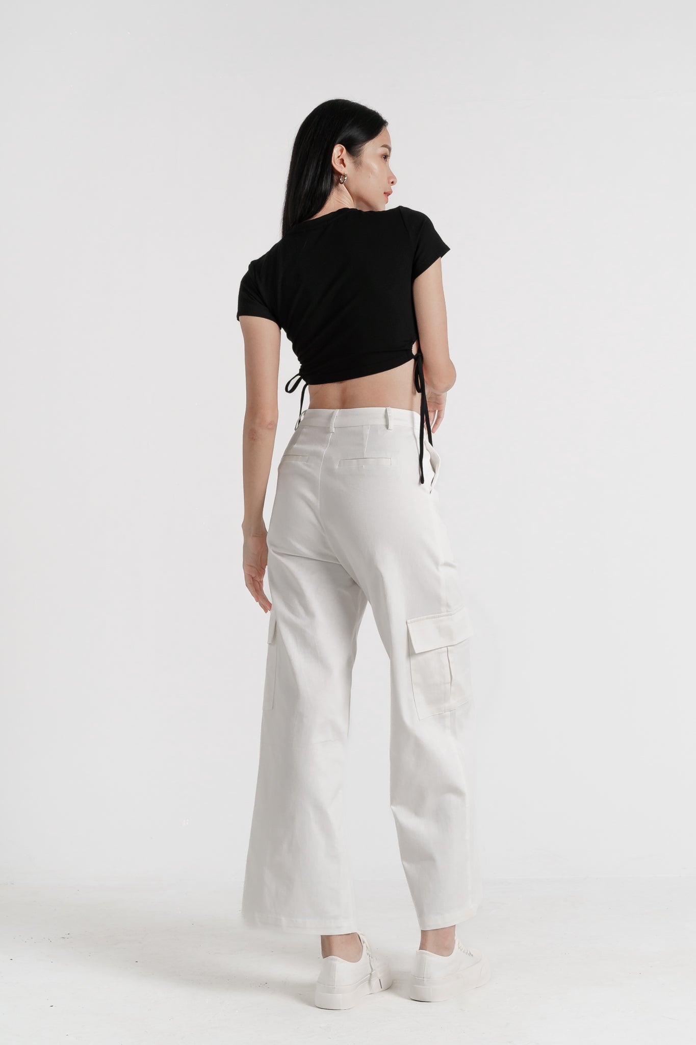 ZERA CARGO POCKET WIDE LEG PANTS(WHITE)