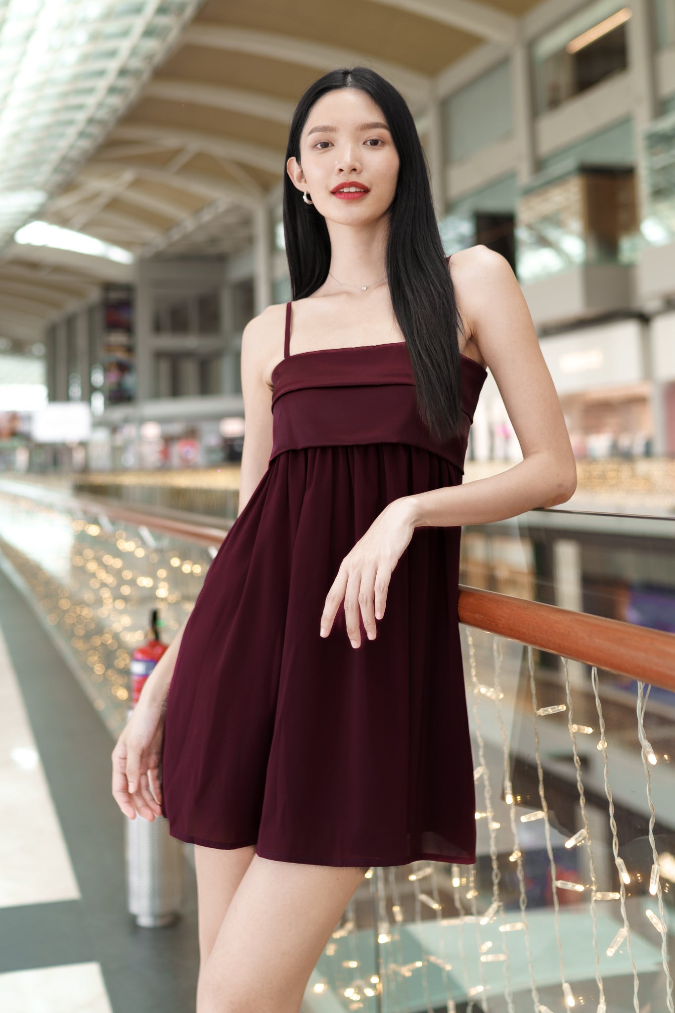 Burgundy babydoll dress hotsell