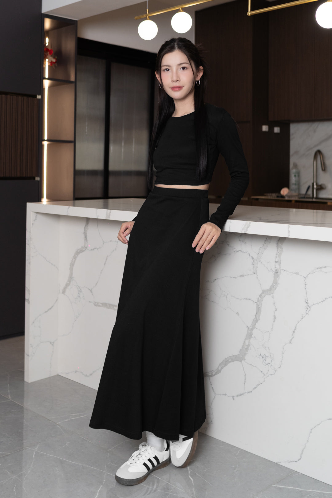 KYRA A-LINE MAXI SKIRT (BLACK)