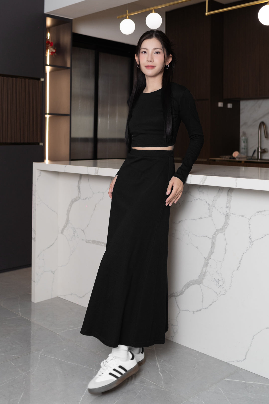 KYRA A-LINE MAXI SKIRT (BLACK)