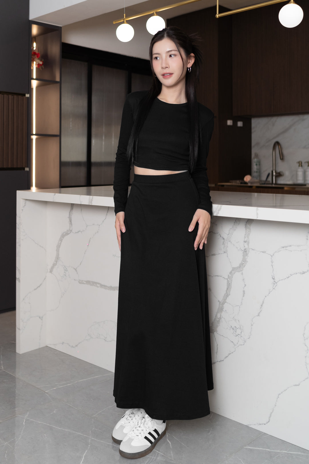 KYRA A-LINE MAXI SKIRT (BLACK)