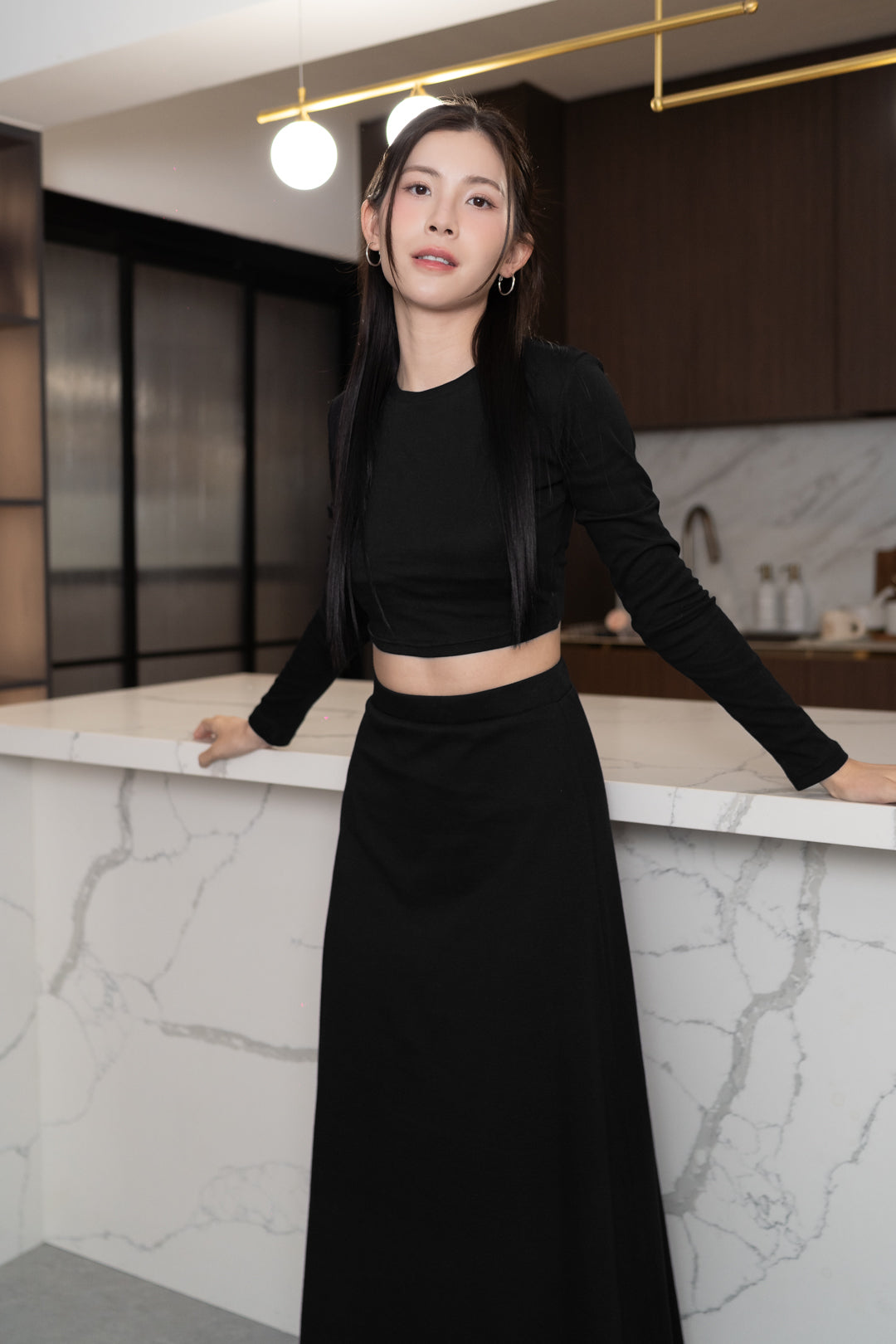 KYRA A-LINE MAXI SKIRT (BLACK)