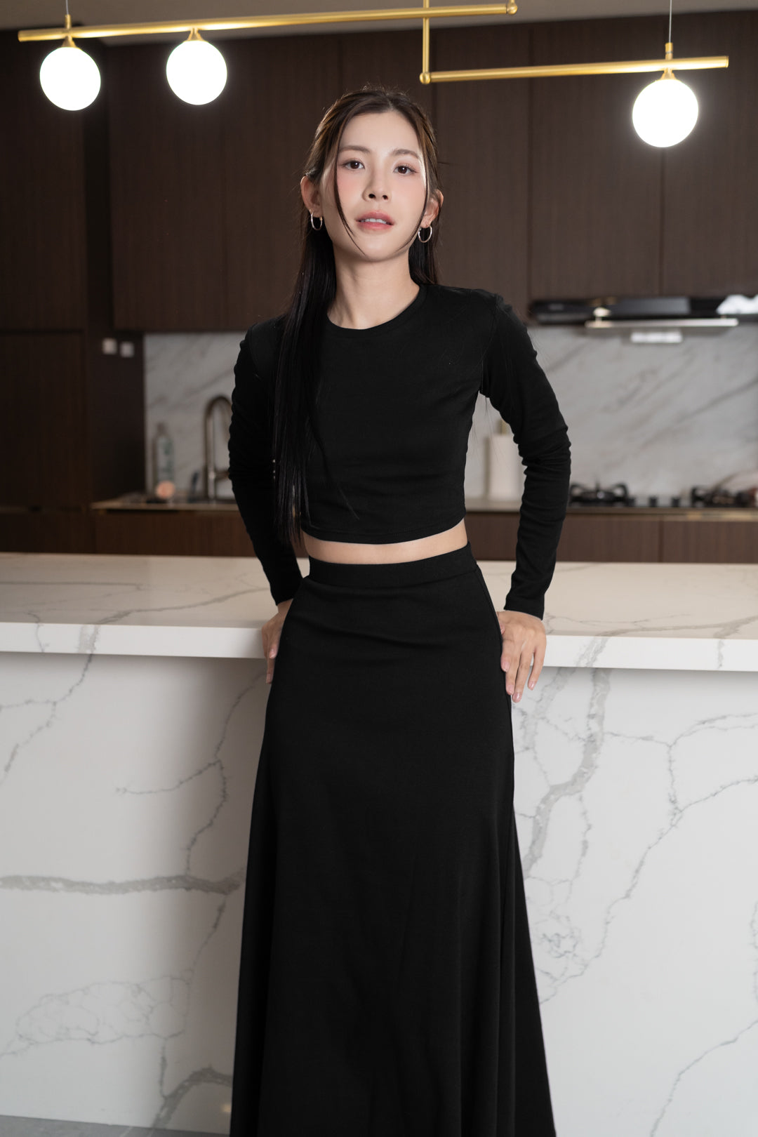 KYRA A-LINE MAXI SKIRT (BLACK)