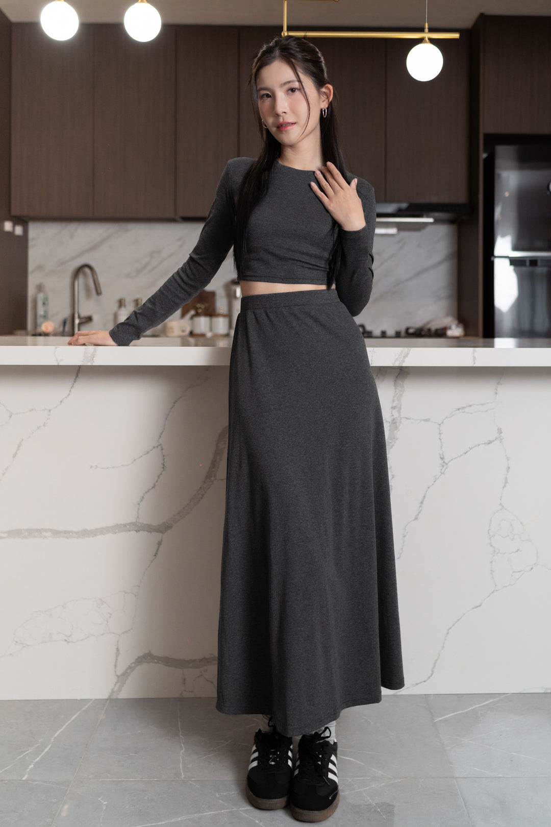 KYRA A-LINE MAXI SKIRT (SHADOW GREY)