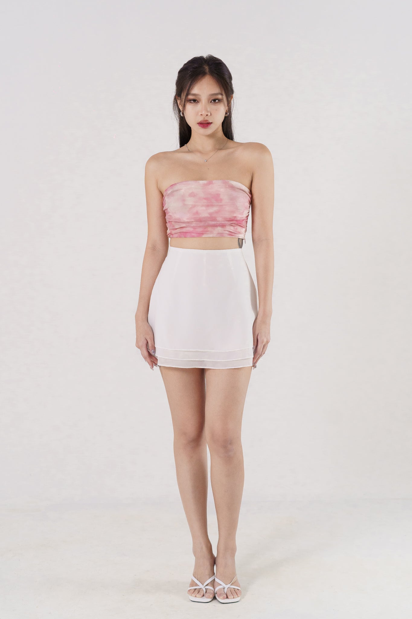 CALISTA TRIPLE-LAYERED CHIFFON SKORTS(WHITE) - BACKORDER