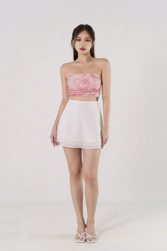 CALISTA TRIPLE-LAYERED CHIFFON SKORTS(WHITE) - BACKORDER